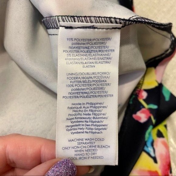 Chaps Black Floral Fit & Flare Scuba Dress 6 Small - Picture 8 of 9